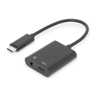 DIGITUS USB Type-C™ Adapter / Konverter, Type-C™ auf USB Type-C™ + 3.5mm Klinke
