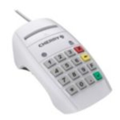 Kabel 150 günstig Kaufen-Cherry ST-2100 Contact Smart Card Terminal weiß USB Chipkartenleser. Cherry ST-2100 Contact Smart Card Terminal weiß USB Chipkartenleser <![CDATA[• Nummernblock integriert • Kabelgebunden (USB) • weiß, 525g, 55,0 mm x 150 mm x 92 mm (H x 