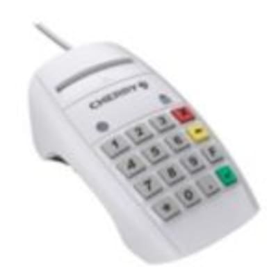 Y KABEL  günstig Kaufen-Cherry ST-2100 Contact Smart Card Terminal weiß USB Chipkartenleser. Cherry ST-2100 Contact Smart Card Terminal weiß USB Chipkartenleser <![CDATA[• Nummernblock integriert • Kabelgebunden (USB) • weiß, 525g, 55,0 mm x 150 mm x 92 mm (H x 