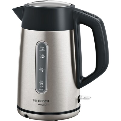 Liter Edelstahl günstig Kaufen-Bosch TWK4P440 Wasserkocher, DesignLine, kabellos 1,7 l, 2.400 W, Edelstahl. Bosch TWK4P440 Wasserkocher, DesignLine, kabellos 1,7 l, 2.400 W, Edelstahl <![CDATA[• Metall Wasserkocher mit 1,7 Liter Fassungsvermögen • Heizleistung: 2.400 Watt • Hera