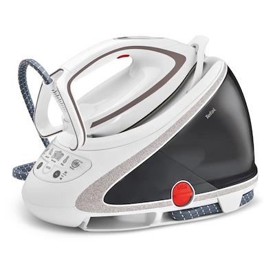 TEFAL günstig Kaufen-Tefal GV9567 Pro Express Ultimate Dampfbügelstation weiss/schwarz. Tefal GV9567 Pro Express Ultimate Dampfbügelstation weiss/schwarz <![CDATA[• Leistung: 2.600 W - Dampfstoß: 500g/min - konst. Dampfleistung: 155g/min • Bügelsohle: Durilium