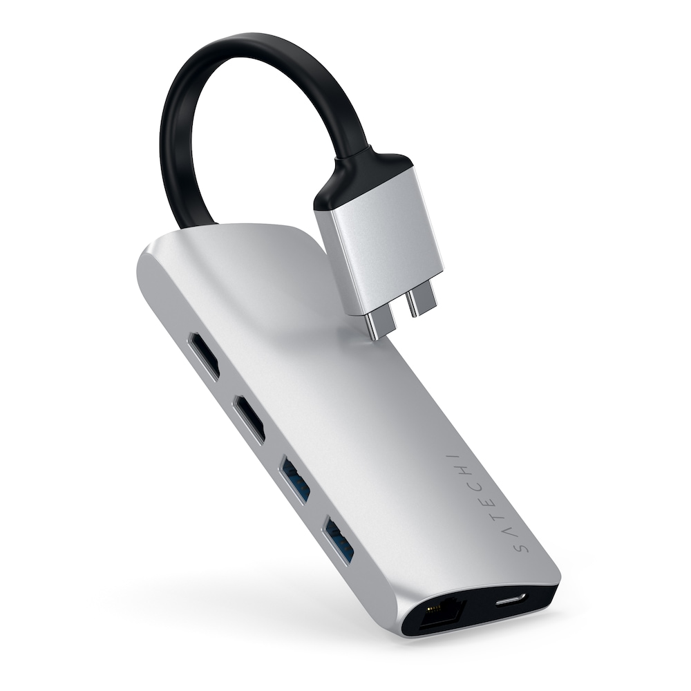 Satechi USB-C Dual Multimedia Adapter 4K Silber