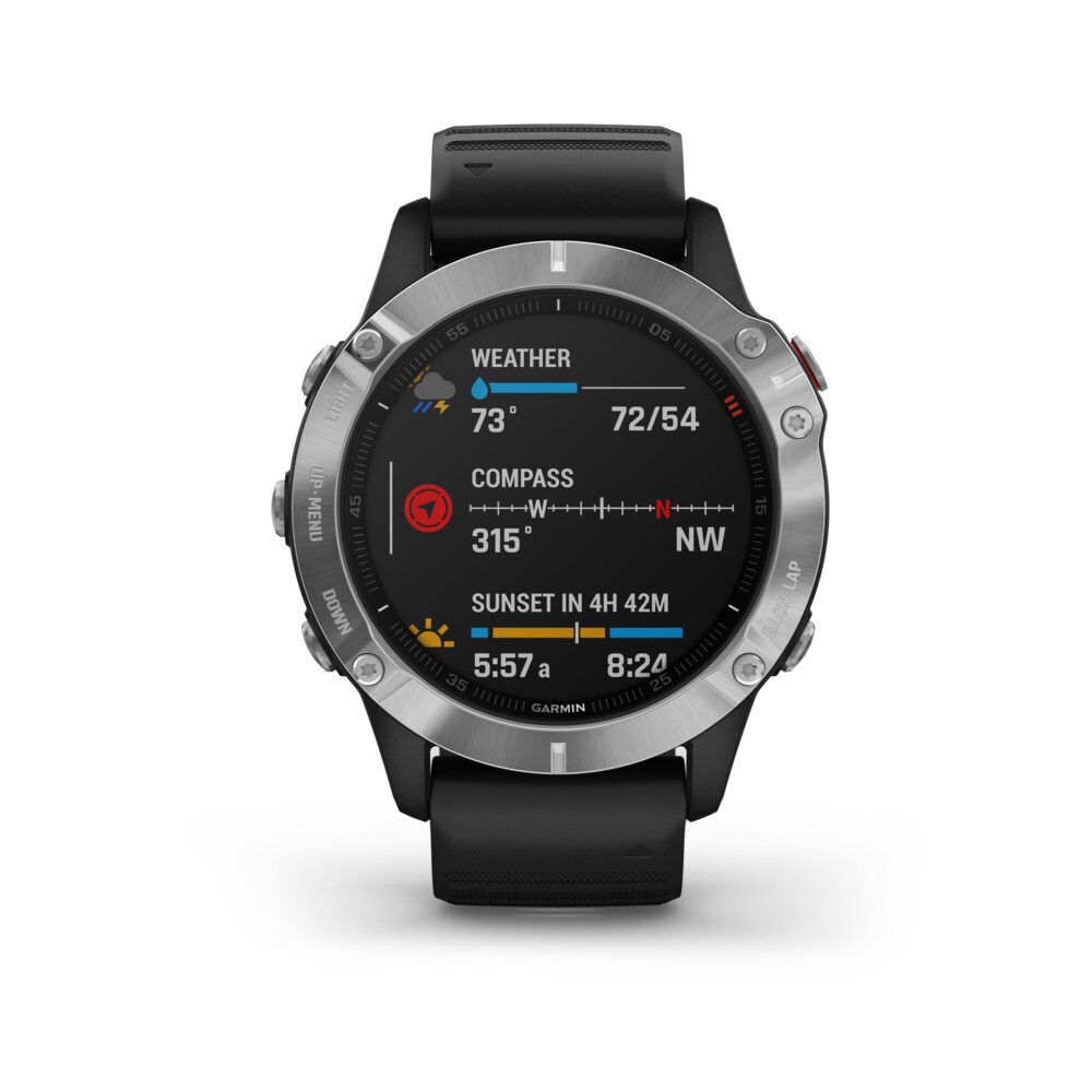 Garmin Fenix 6 GPS-Multisport-Smartwatch silber mit schwarzem Armband