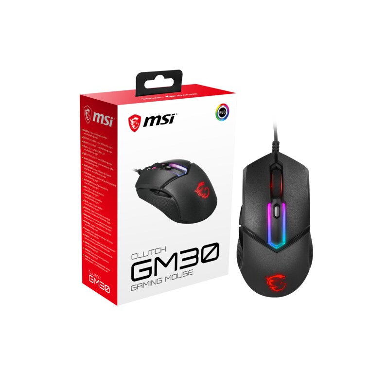 MSI Clutch GM30 Gaming Maus Schwarz, USB