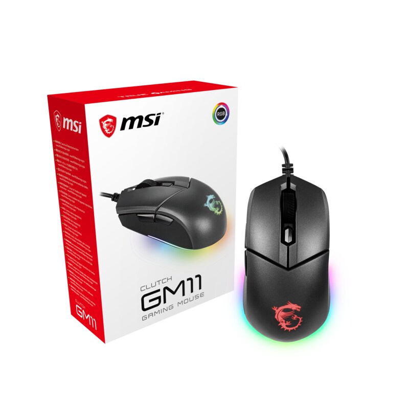 MSI Clutch GM11 Gaming Maus Schwarz, USB