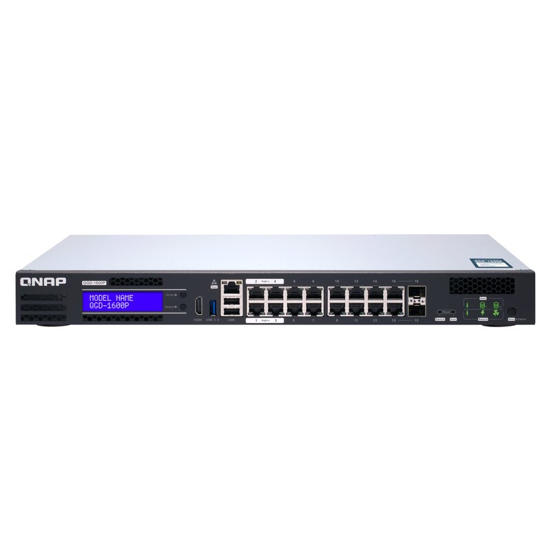 QNAP QGD-1600P-8G Switch Managed 16 Port 1Gbps PoE Switch, 2 SFP+