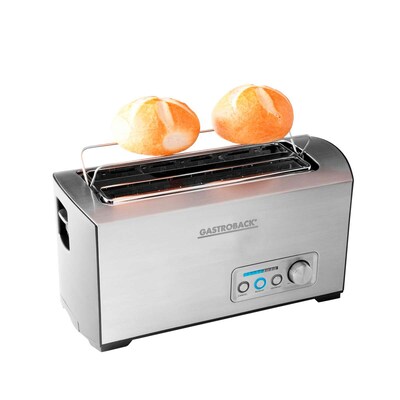 SG Fun günstig Kaufen-Gastroback 42398 Design Toaster Pro 4 Scheiben Edelstahl. Gastroback 42398 Design Toaster Pro 4 Scheiben Edelstahl <![CDATA[• 4-Scheiben-Langschlitz-Toaster mit einstellbarem Bräunungsgrad • Leistung: 1500 Watt, Stopp-Taste & Auftau-Funktion • Brot