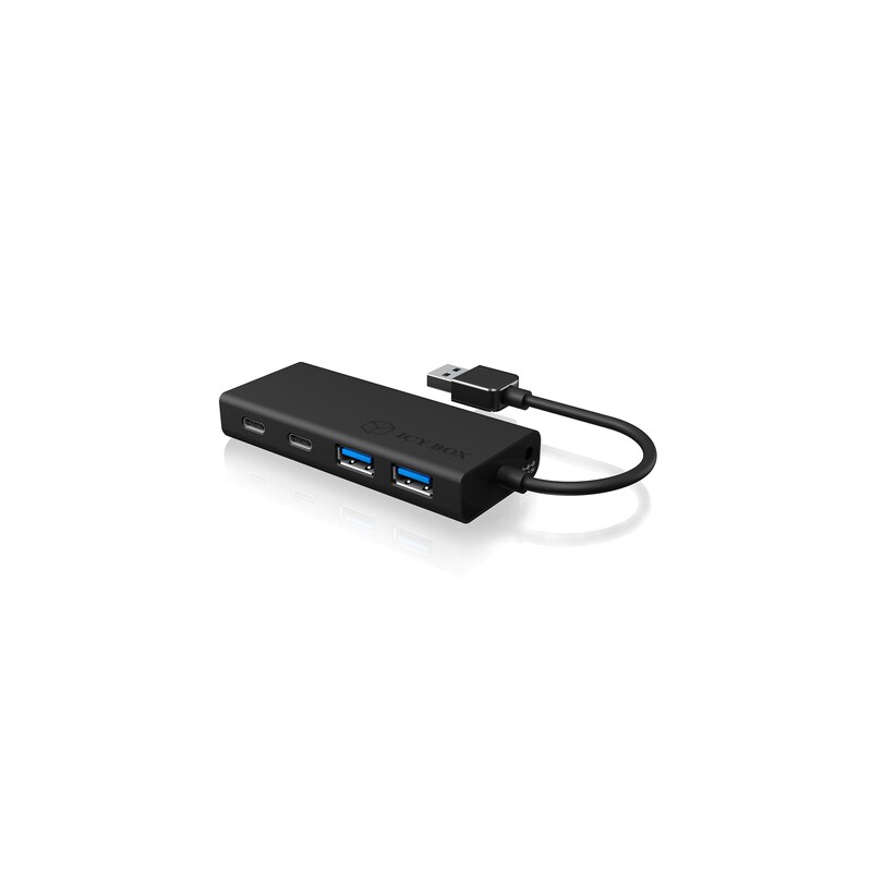 RaidSonic Icy Box IB-HUB1426-U3 4-Port 2x USB-Type C 2x USB 2.0 Hub schwarz