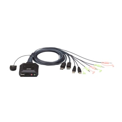 30 en  günstig Kaufen-Aten CS22DP-AT 2-Port USB DisplayPort KVM Switch schwarz. Aten CS22DP-AT 2-Port USB DisplayPort KVM Switch schwarz <![CDATA[• KVM Konsole steuert zwei USB DisplayPort Computer • Überlegene Videoqualität • bis zu 4096 x 2160 bei 30 Hz • Unterstü