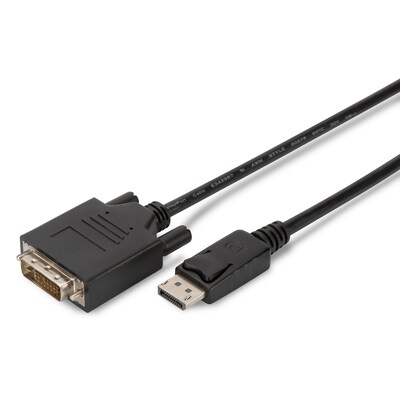 Display Schwarz günstig Kaufen-DIGITUS AK-340301-020-S DisplayPort St./DVI Stecker Adapterkabel. DIGITUS AK-340301-020-S DisplayPort St./DVI Stecker Adapterkabel <![CDATA[• Kabel-Kabel • Anschlüsse: Displayport und DVI-D (24+1) Dual Link • Farbe: schwarz, Länge: 2,0m • Plug a