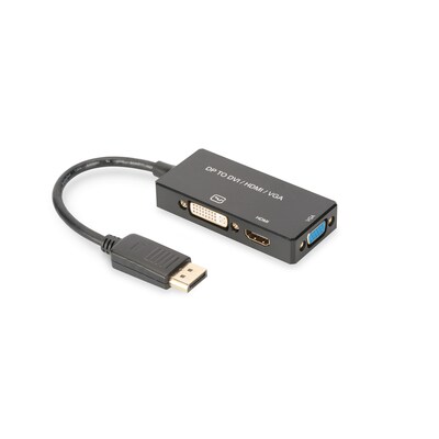 DisplayPort/HDM günstig Kaufen-DIGITUS AK-340418-002-S DisplayPort Adapter auf HDMI/DVI/ VGA. DIGITUS AK-340418-002-S DisplayPort Adapter auf HDMI/DVI/ VGA <![CDATA[• Displayport-Adapter • Anschlüsse: VGA-Buchse und HDMI / DVI • Farbe: schwarz • passend für: Audio/Video • F