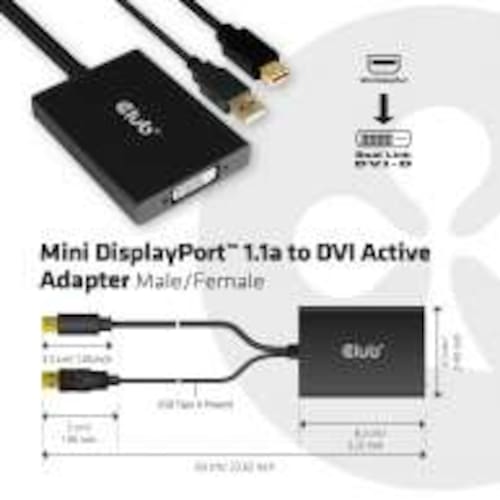 Club 3D Aktiver MiniDisplayPort 1.2a auf Dual Link DVI-D Adapter