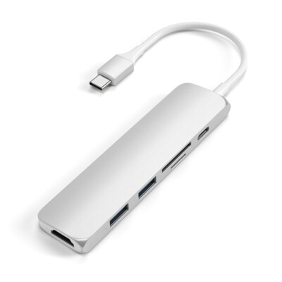 TYP B günstig Kaufen-Satechi Type-C USB Passthrough HDMI Hub V2 silber. Satechi Type-C USB Passthrough HDMI Hub V2 silber <![CDATA[• Adapter für USB-C-Geräte • Edles, schlichtes Design • Vereint alle wichtigen Anschlüsse für den Laptop]]>. 