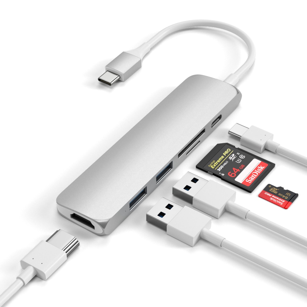 Satechi Type-C USB Passthrough HDMI Hub V2 silber