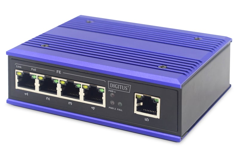 DIGITUS Fast Ethernet Industrieller 4x Port Switch + 1x Uplink Port