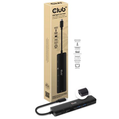 HDMI 4K günstig Kaufen-Club 3D USB-C 3.2 7in1 Hub HDMI 4K60HZ mit SD TF Card Slot + RJ45. Club 3D USB-C 3.2 7in1 Hub HDMI 4K60HZ mit SD TF Card Slot + RJ45 <![CDATA[• USB-C 3.2 7in1 Hub • HDMI 4K60Hz • SD TF Card slot • 2x USB Type A USB Type C PD • RJ45]]>. 