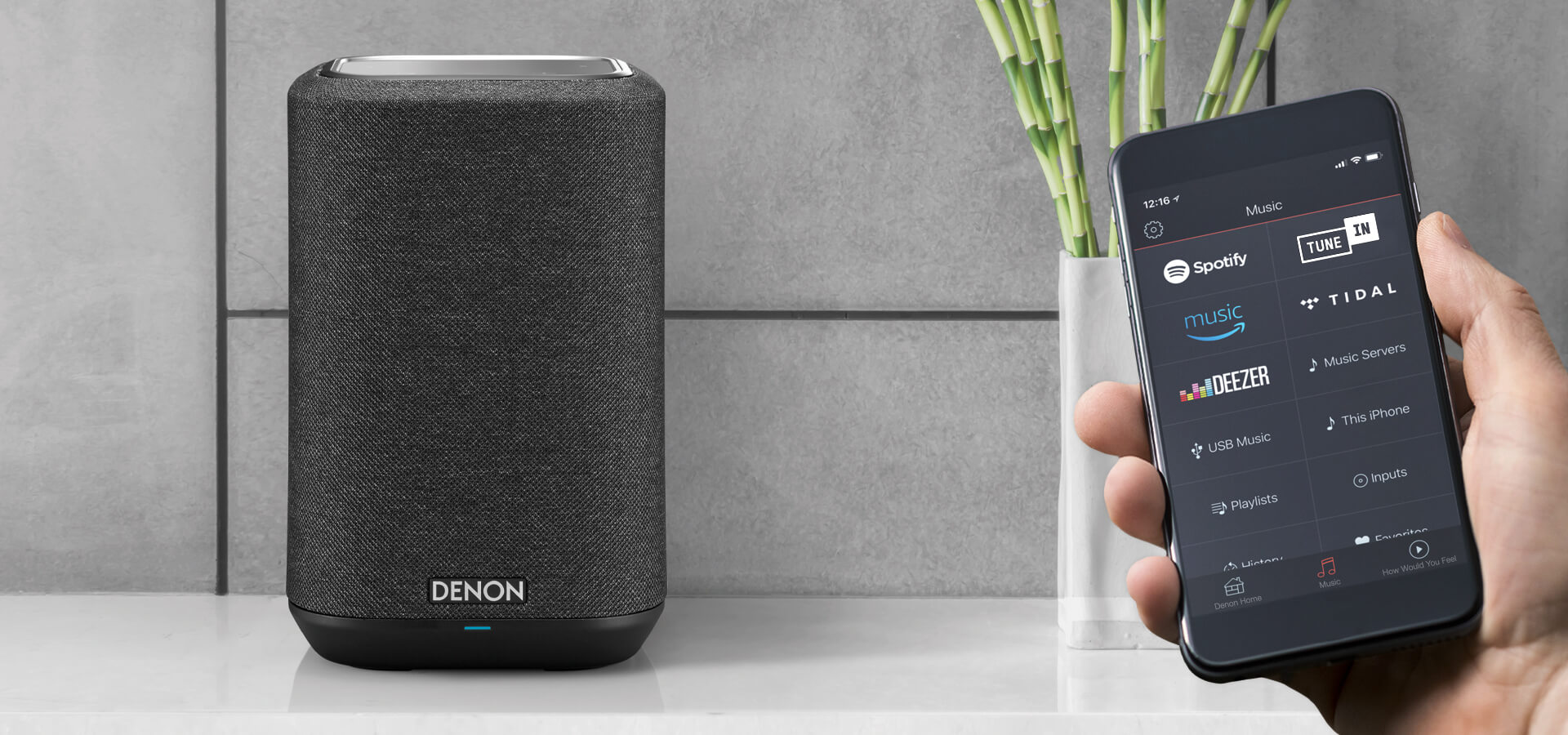 Denon HOME 150 Multiroom-Lautsprecher mit Bluetooth, WLAN, Airplay 2,  schwarz ++ Cyberport