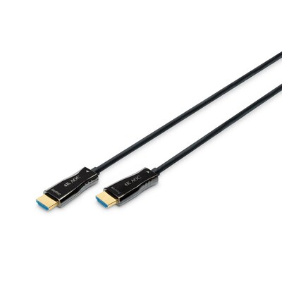 Farbe Schwarz günstig Kaufen-DIGITUS AK-330125-150-S AOC Hybrid Glasfaser HDMI Kabel UHD 4K 15m schwarz. DIGITUS AK-330125-150-S AOC Hybrid Glasfaser HDMI Kabel UHD 4K 15m schwarz <![CDATA[• Kabel-Kabel • Anschlüsse: HDMI A und HDMI A • Farbe: schwarz, Länge: 15,0m • Mit Et