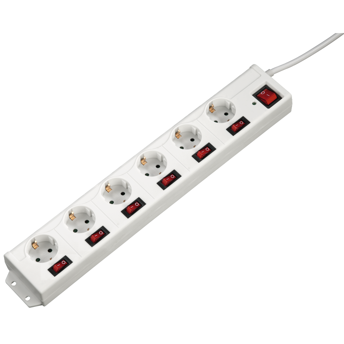 Steckdosenleiste 6-fach Multicolor mit Schalter 1,5 m Kabel jede Steckdose  einzeln schaltbar (Strom & Licht) 