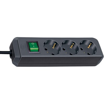 stecker mit günstig Kaufen-Brennenstuhl Eco-Line Steckdosenleiste mit Schalter 3-fach 1,5m schwarz. Brennenstuhl Eco-Line Steckdosenleiste mit Schalter 3-fach 1,5m schwarz <![CDATA[• Steckerleiste mit integrierter Kindersicherung • Stromkabel 1,5 m • Farbe: Schwarz]]>. 