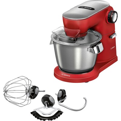 ST 1  günstig Kaufen-Bosch MUM9A66R00 OptimMUM Küchenmaschine kirschrot. Bosch MUM9A66R00 OptimMUM Küchenmaschine kirschrot <![CDATA[• 1.600 Watt, Edelstahl-Rührschüssel für bis zu 5,5 Liter • 3D Planetary Mixing: Schnelle und gründliche Vermengung aller Zut