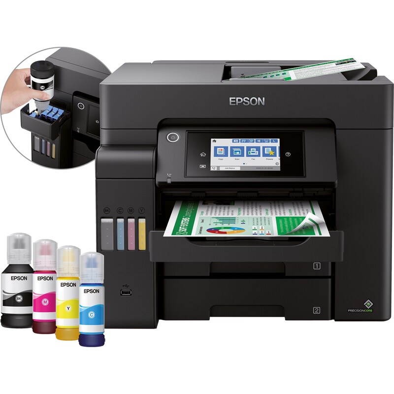 Wlan/Wifi günstig Kaufen-EPSON EcoTank ET-5850 Drucker Scanner Kopierer Fax LAN WLAN. EPSON EcoTank ET-5850 Drucker Scanner Kopierer Fax LAN WLAN <![CDATA[• Tintenstrahldrucker, Scanner, Kopierer, Fax • Druckauflösung: bis zu 4.800 x 2.400 dpi • Druckgeschwindigkeit: bis z