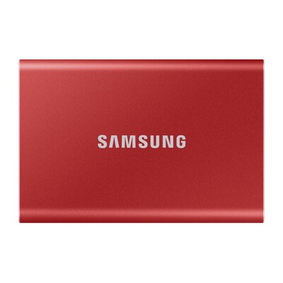 portable CD günstig Kaufen-Samsung Portable SSD T7 500 GB USB 3.2 Gen2 Typ-C Metallic Red PC/Mac. Samsung Portable SSD T7 500 GB USB 3.2 Gen2 Typ-C Metallic Red PC/Mac <![CDATA[• 500 GB (8 mm Bauhöhe, V-NAND mit NVMe) • Maximale Lese-/Schreibgeschwindigkeit: 1.050 MB/s / 1.000