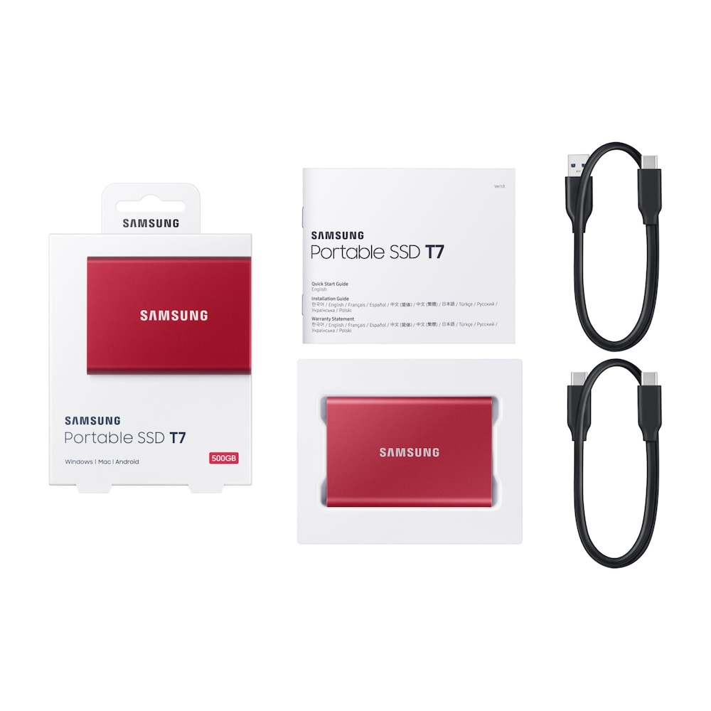 Samsung Portable SSD T7 500 GB USB 3.2 Gen2 Typ-C Metallic Red