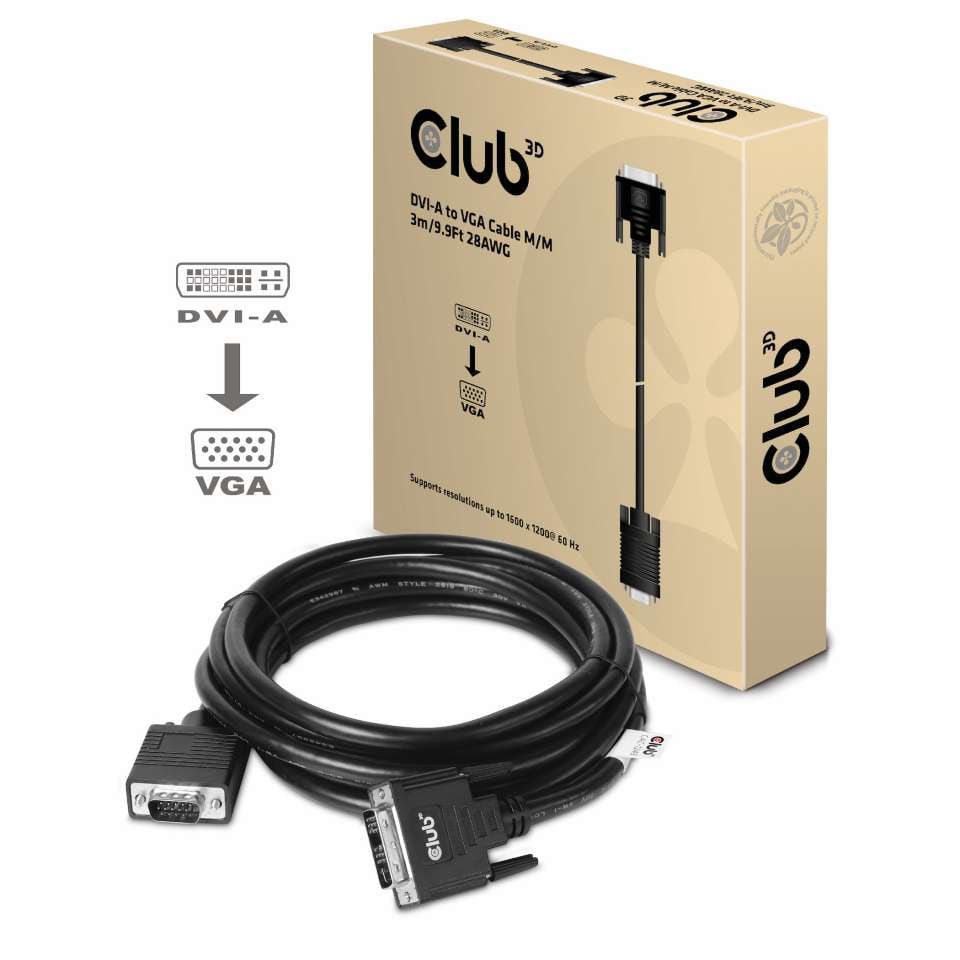 Club 3D DVI-A auf VGA Kabel St./St. 3m 28AWG schwarz