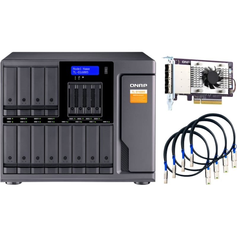 SATA 3 günstig Kaufen-QNAP TL-D1600S Erweiterungsgehäuse 16-Bay. QNAP TL-D1600S Erweiterungsgehäuse 16-Bay <![CDATA[• QNAP TL-D1600S • Erweiterungsgehäuse 16-Bay • 12x 3.5 Zoll SATA 6Gb/s, 3Gb/s + 4x 2.5-Zoll SATA 6Gb/s, 3Gb/s • Tower • Host Schnittstelle 4x SFF-8088