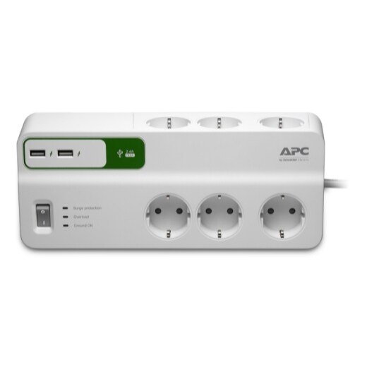 APC SurgeArrest Essential 6-fach 2x USB (PM6U-GR) &Uuml;berspannungsschutz