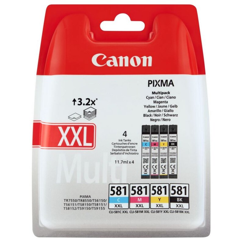 Canon CLI-581 XXL Original Druckerpatronen Multipack (BK, C, M, Y) 1998C005