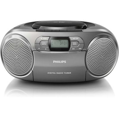 3 Audio  günstig Kaufen-Philips AZB600/12 CD-Radio DAB+ grau. Philips AZB600/12 CD-Radio DAB+ grau <![CDATA[• DAB+/UKW Radio mit Kassettendeck • Empfangsart: DAB+ - UKW - AM - Audio-Eingang, MP3-Wiedergabe, • Wiedergabe von CD, CD-R und CD-RW • Dynamic Bass Boost - für 