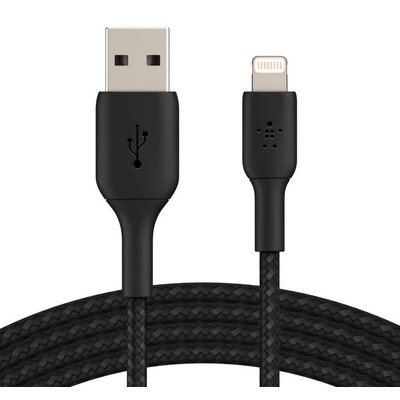 Lightning F günstig Kaufen-Belkin Lightning Lade/Sync Kabel ummantelt mfi zertifiziert 2m Schwarz. Belkin Lightning Lade/Sync Kabel ummantelt mfi zertifiziert 2m Schwarz <![CDATA[• Lightning-Kabel • Anschlüsse: Lightning und USB Typ A • Farbe: schwarz, Länge: 2,0m • 4K Su