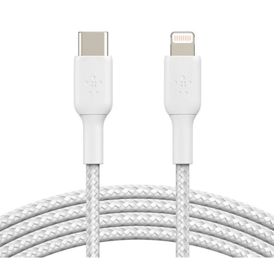 USB Lightning günstig Kaufen-Belkin Lightning/USB-C Kabel ummantelt mfi zertifiziert 1m Weiß. Belkin Lightning/USB-C Kabel ummantelt mfi zertifiziert 1m Weiß <![CDATA[• Lightning-Kabel • Anschlüsse: Lightning und USB Typ C • Farbe: weiß, Länge: 1,0m • 4K Support 