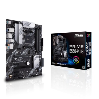 PR S  günstig Kaufen-ASUS Prime B550-Plus ATX Mainboard Sockel AM4 M.2/USB3.2/HDMI/DVI/VGA. ASUS Prime B550-Plus ATX Mainboard Sockel AM4 M.2/USB3.2/HDMI/DVI/VGA <![CDATA[• ATX Mainboard Sockel AM4 für AMD Ryzen der 3. Generation • AMD B550 Chipsatz, Grafik aus Ryzen CPU