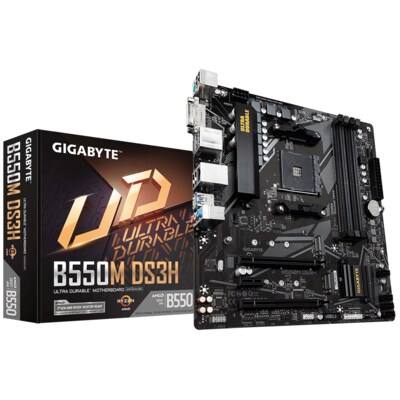 Board ab günstig Kaufen-Gigabyte B550M DS3H mATX Mainboard Sockel AM4 M.2/HDMI/DVI/USB. Gigabyte B550M DS3H mATX Mainboard Sockel AM4 M.2/HDMI/DVI/USB <![CDATA[• mATX Mainboard mit Sockel AM4 für AMD Ryzen (3. Generation) • AMD B550 Chipsatz, keine Grafik • 128 GB max. RA