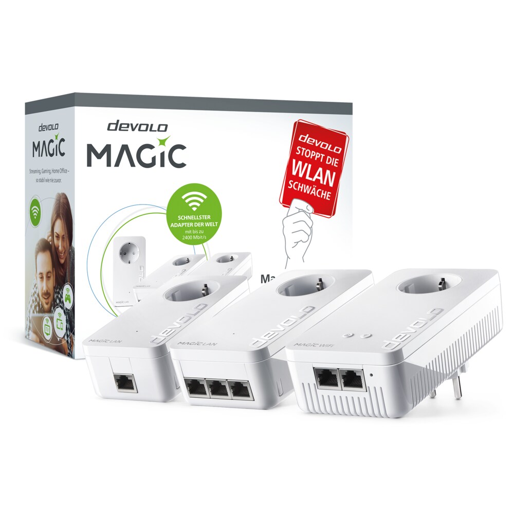 devolo Magic 2 WiFi Streaming Kit (2400Mbit, Powerline + WLAN ac, 6x LAN, Mesh)