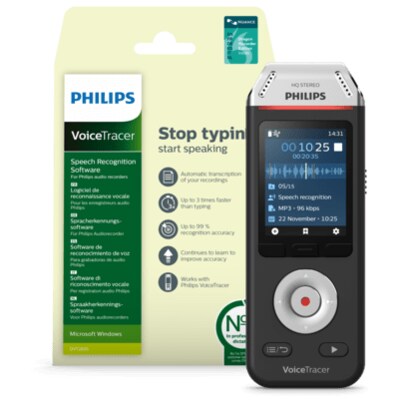 Philips Voice Tracer DVT2810 Digitales Diktiergerät mit Stimmaktivierung