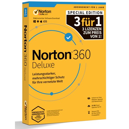 Norton LifeLock 360 Deluxe 3 Geräte 1 Jahr 3for1 PROMO ohne Sub BOX