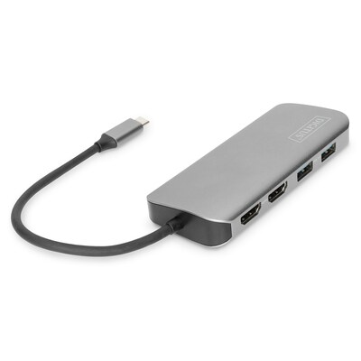 Port usb günstig Kaufen-DIGITUS DA-70884 8-Port USB-C Universal Docking Station. DIGITUS DA-70884 8-Port USB-C Universal Docking Station <![CDATA[• 8-Port USB-C Dock • 2xUSB3.0, 1xRJ45, 2xHDMI, 1xPD, 1xMicro SD, 1xSD • 8 weitere Schnittstellen an Ihrem Notebook • 2 x UHD