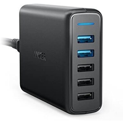 Image of Anker PowerPort Speed 63W Quick Charge 3.0 5-Port USB Ladegerät USB schwarz