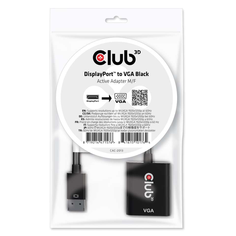 Club 3D DisplayPort™ auf VGA Schwarz Aktiver Adapter St./B schwarz