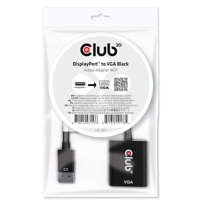 Club 3D DisplayPort™ auf VGA Schwarz Aktiver Adapter St./B schwarz