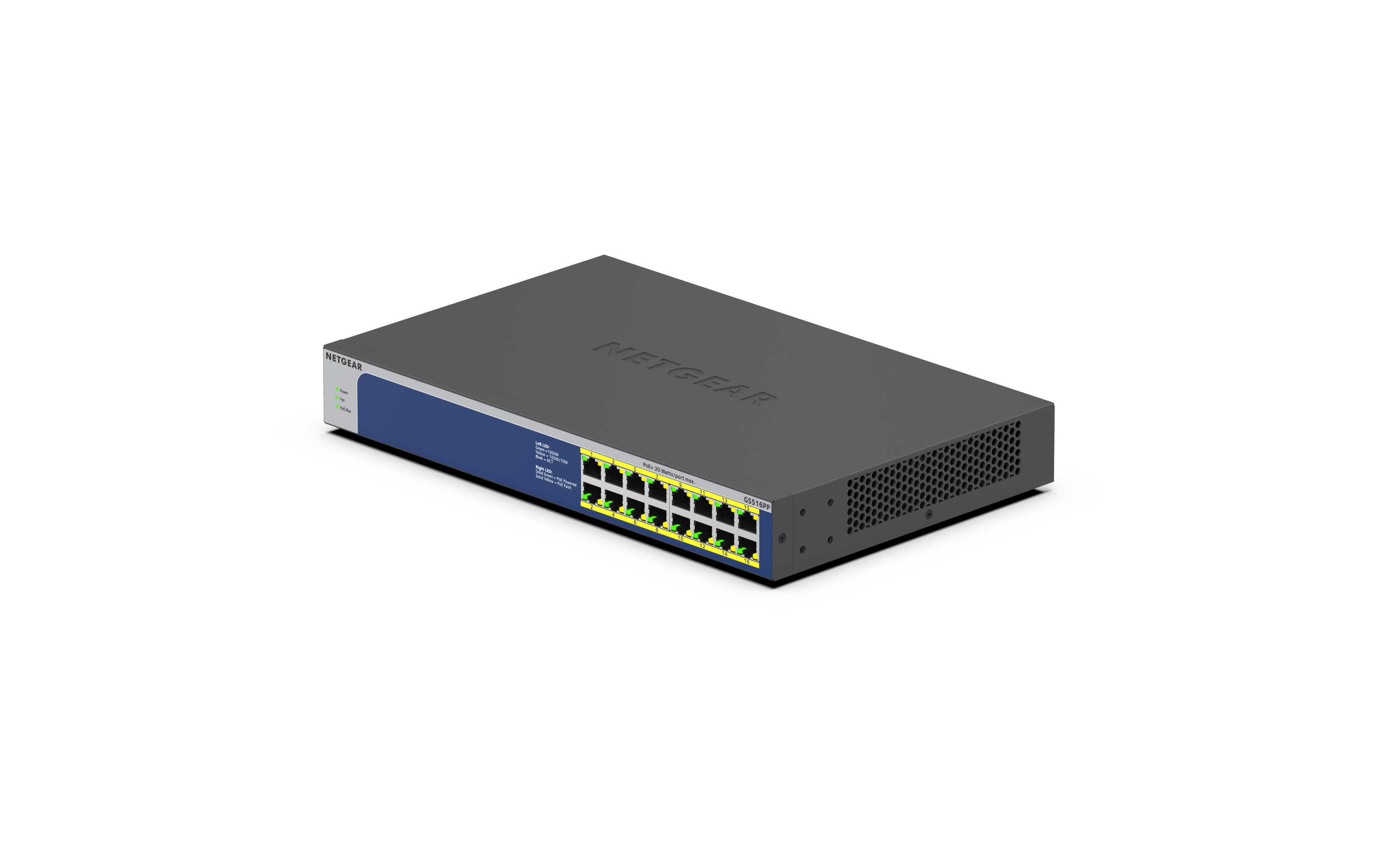 Netgear GS516PP 16x Gigabit Switch 10/100/1000MBit High-Power PoE+