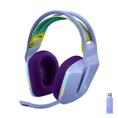 TS 27  günstig Kaufen-Logitech G733 LIGHTSPEED Kabelloses Gaming Headset lila. Logitech G733 LIGHTSPEED Kabelloses Gaming Headset lila <![CDATA[• Anwendungsbereich: Gaming, Kopfbügel beidseitig • Kabellos, Lila, 278g • USB-Anschluss, Windows 7, PlayStation4, Mac OS X 10