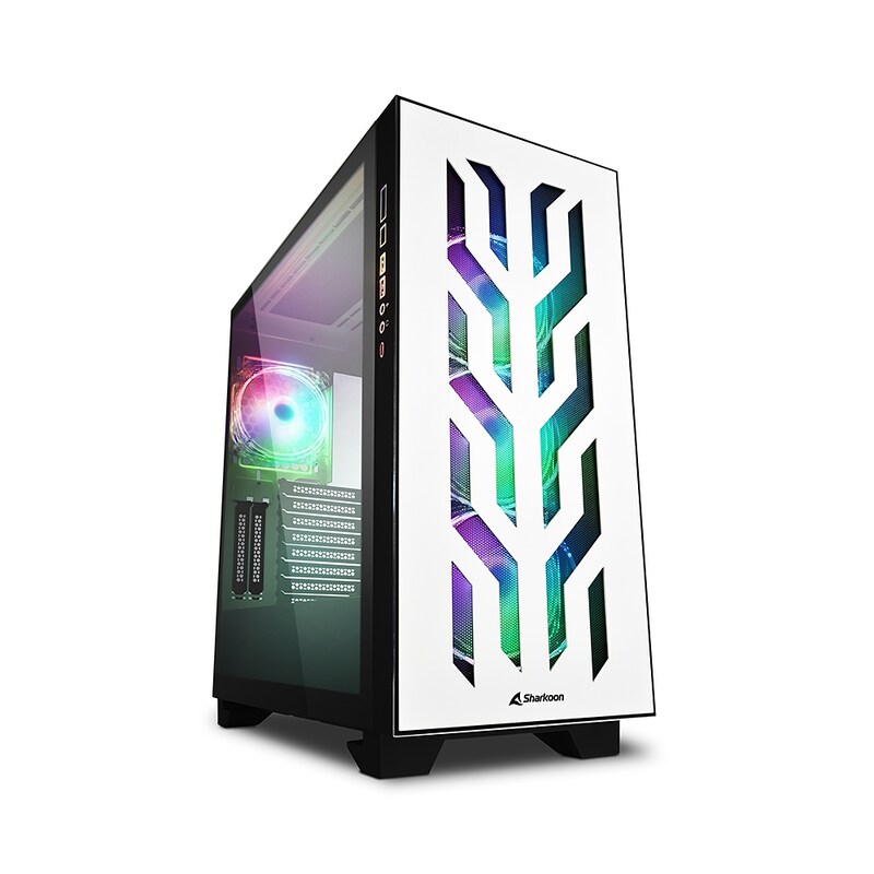 Sharkoon Elite Shark CA300T White Tower ATX Gaming Gehäuse RGB, Seitenfenster