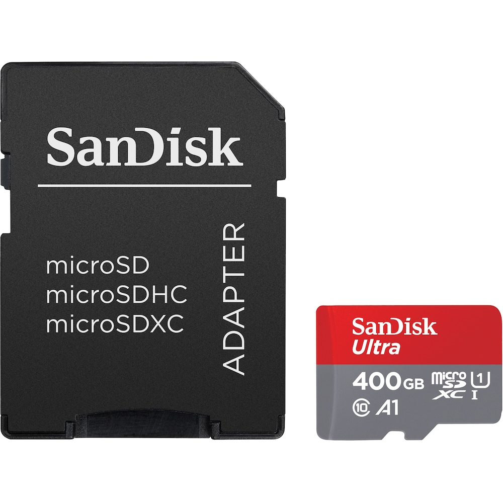 SanDisk Ultra 400 GB microSDXC Speicherkarte Kit 2020 (120 MB/s, Cl 10, U1, A1)