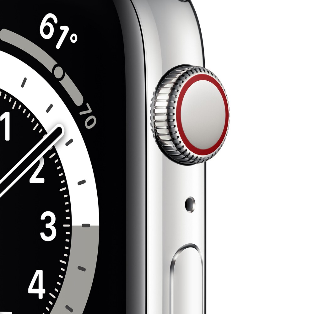 Apple Watch Series 6 LTE 44mm Edelstahlgehäuse Silber Milanaisearmband Silber
