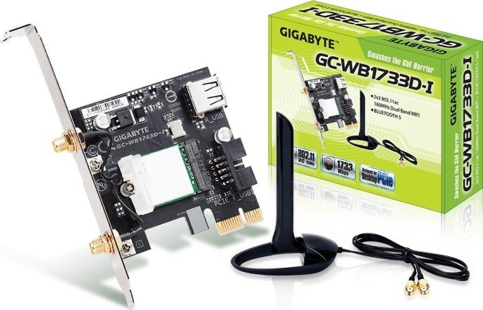 Gigabyte GC-WB1733D-I, 2.4GHz/5GHz WLAN Karte, Bluetooth 5.1 LE, PCIe x1